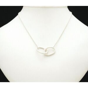 TIFFANY Co Elsa Peretti Double Loop Necklace Pendant Sterling Silver